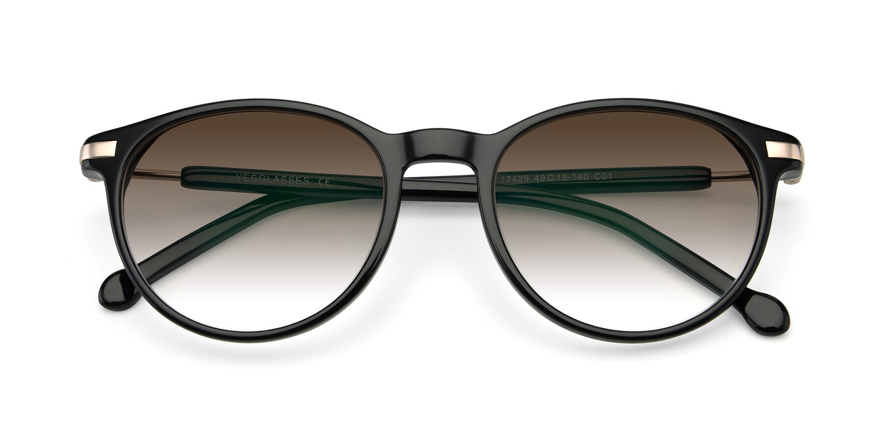 Folded Front of 17429 in Black with Brown Gradient Lenses