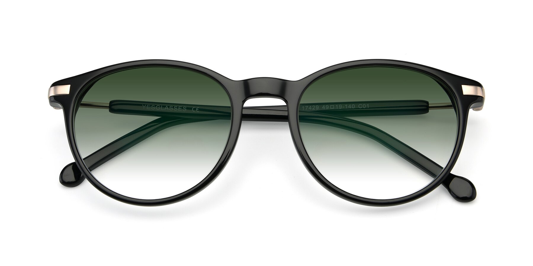Folded Front of 17429 in Black with Green Gradient Lenses