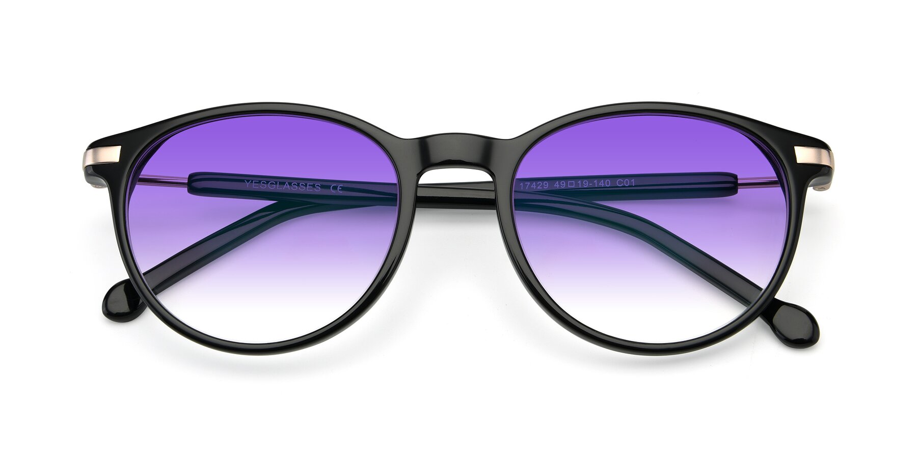 Folded Front of 17429 in Black with Purple Gradient Lenses