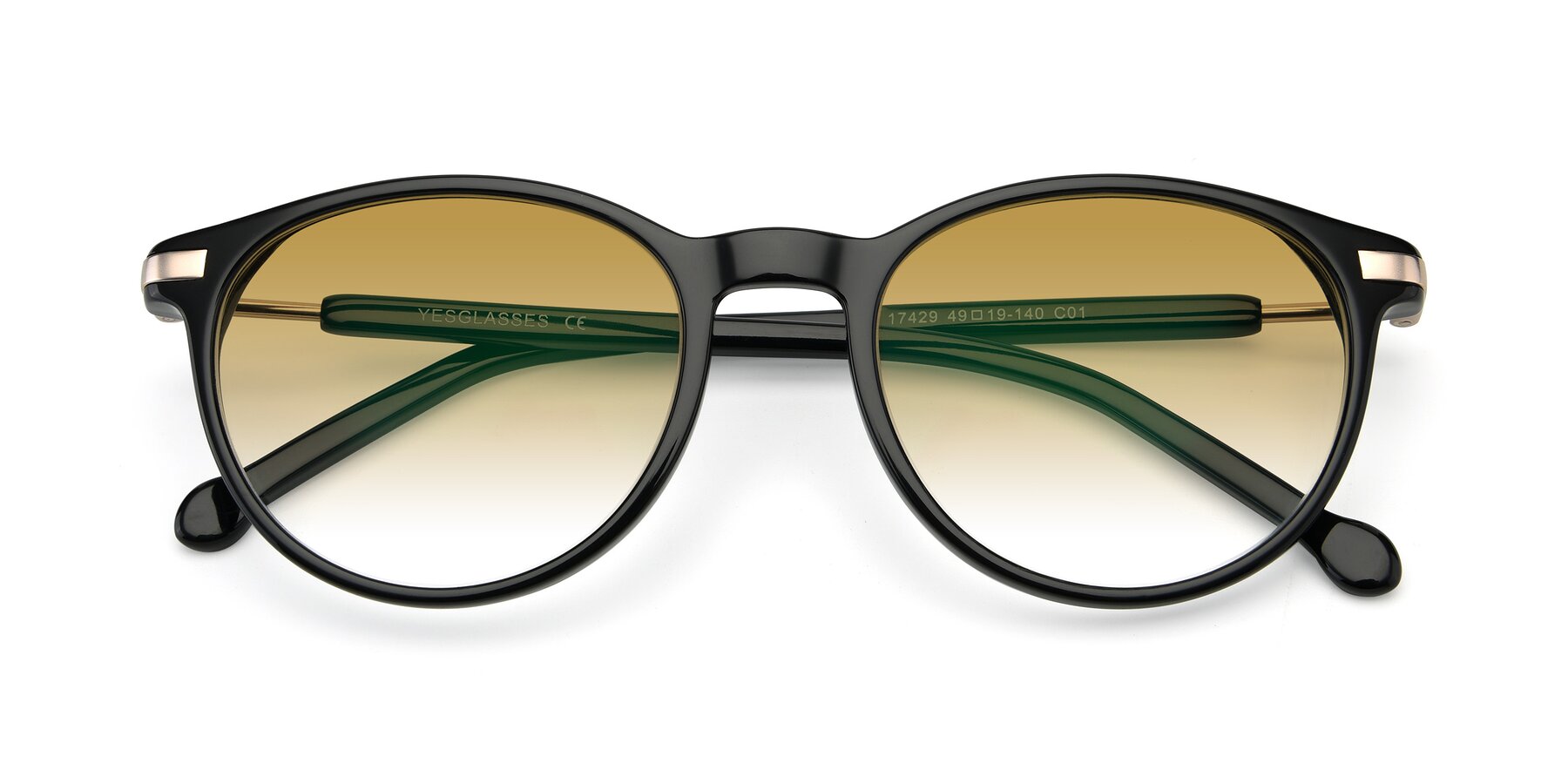 Folded Front of 17429 in Black with Champagne Gradient Lenses