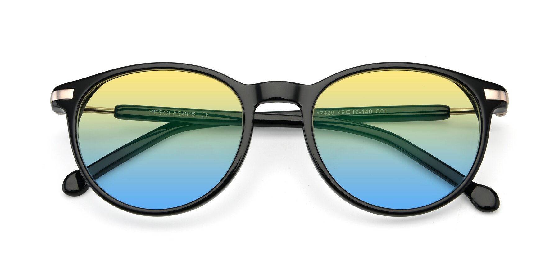 Folded Front of 17429 in Black with Yellow / Blue Gradient Lenses