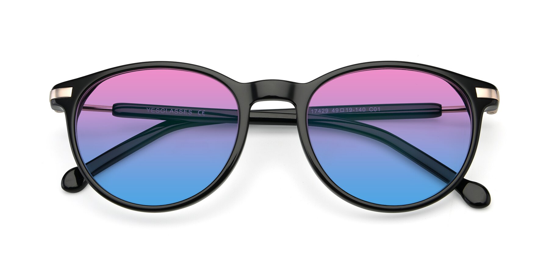 Folded Front of 17429 in Black with Pink / Blue Gradient Lenses