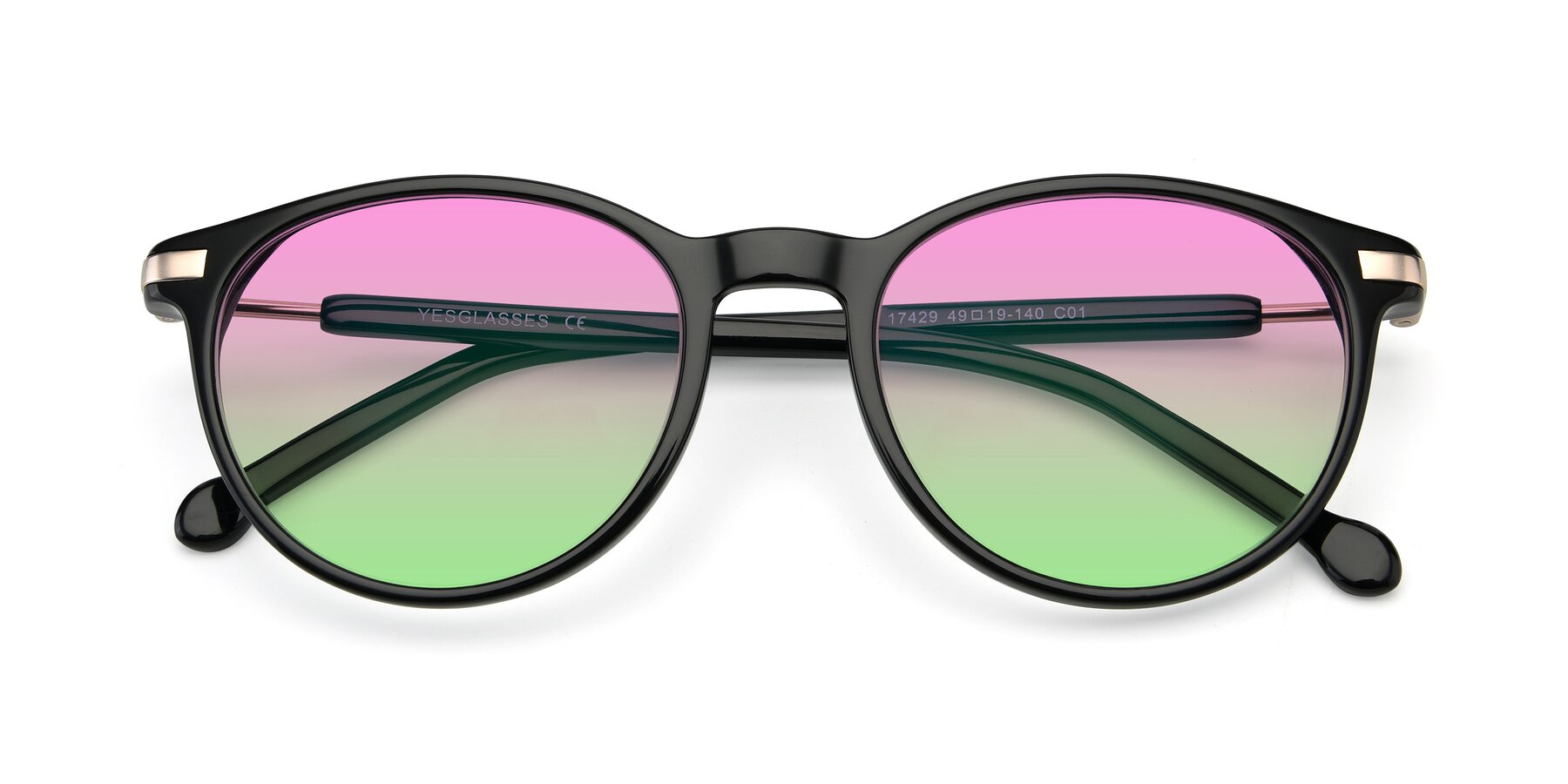 Folded Front of 17429 in Black with Pink / Green Gradient Lenses