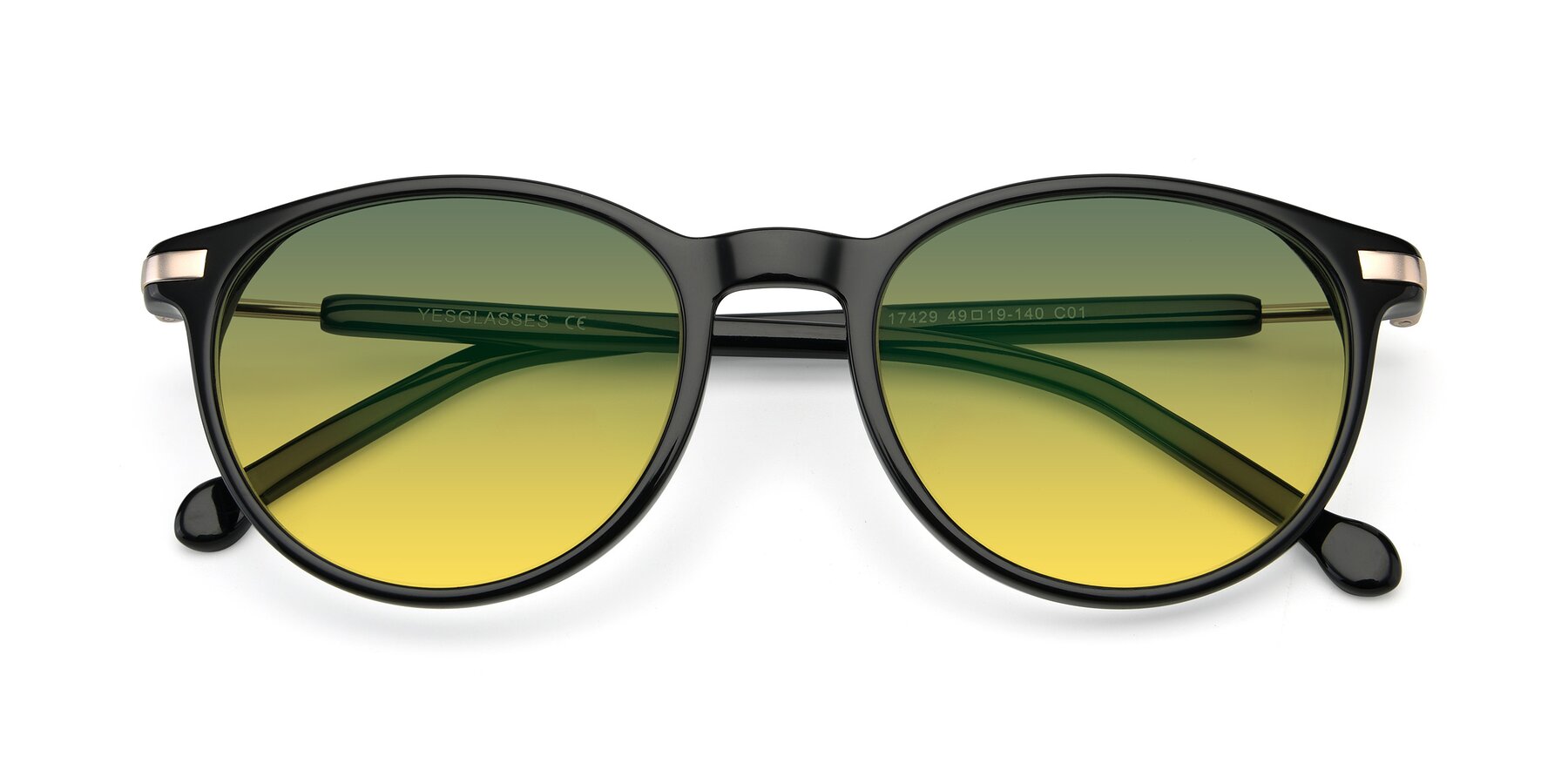 Folded Front of 17429 in Black with Green / Yellow Gradient Lenses