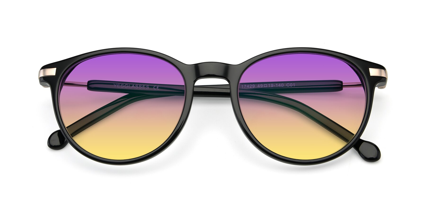 Folded Front of 17429 in Black with Purple / Yellow Gradient Lenses
