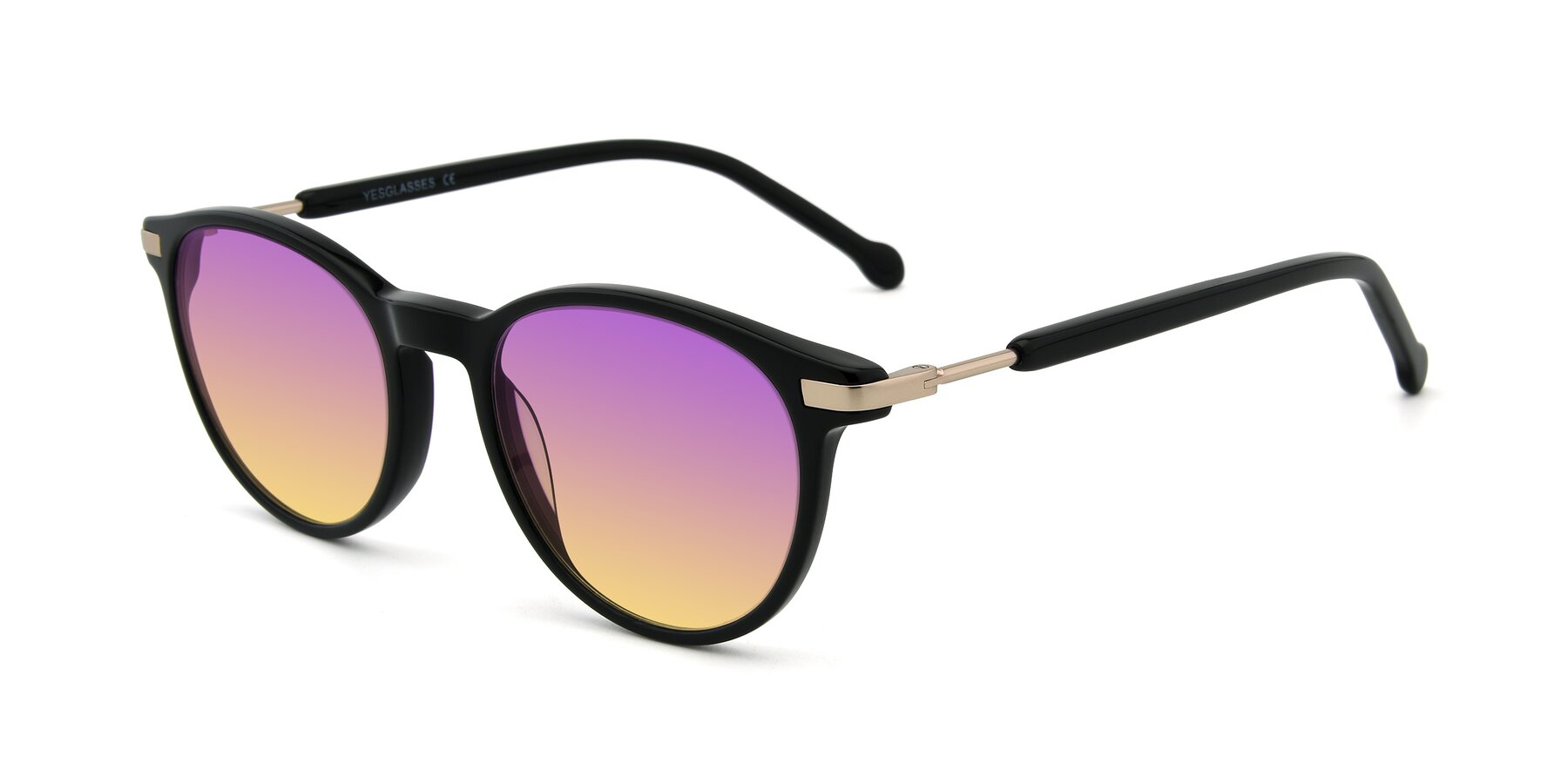 Angle of 17429 in Black with Purple / Yellow Gradient Lenses
