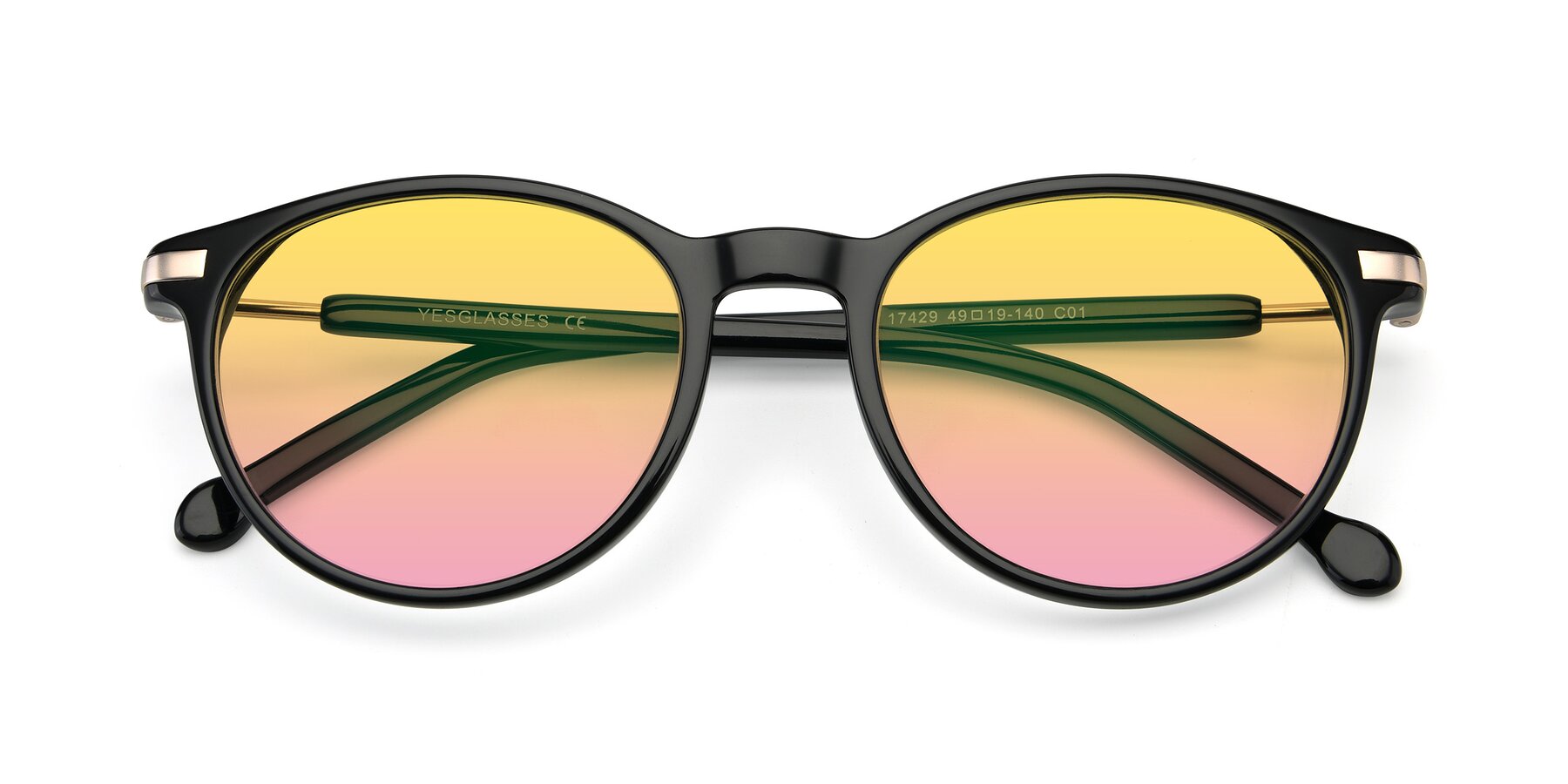 Folded Front of 17429 in Black with Yellow / Pink Gradient Lenses