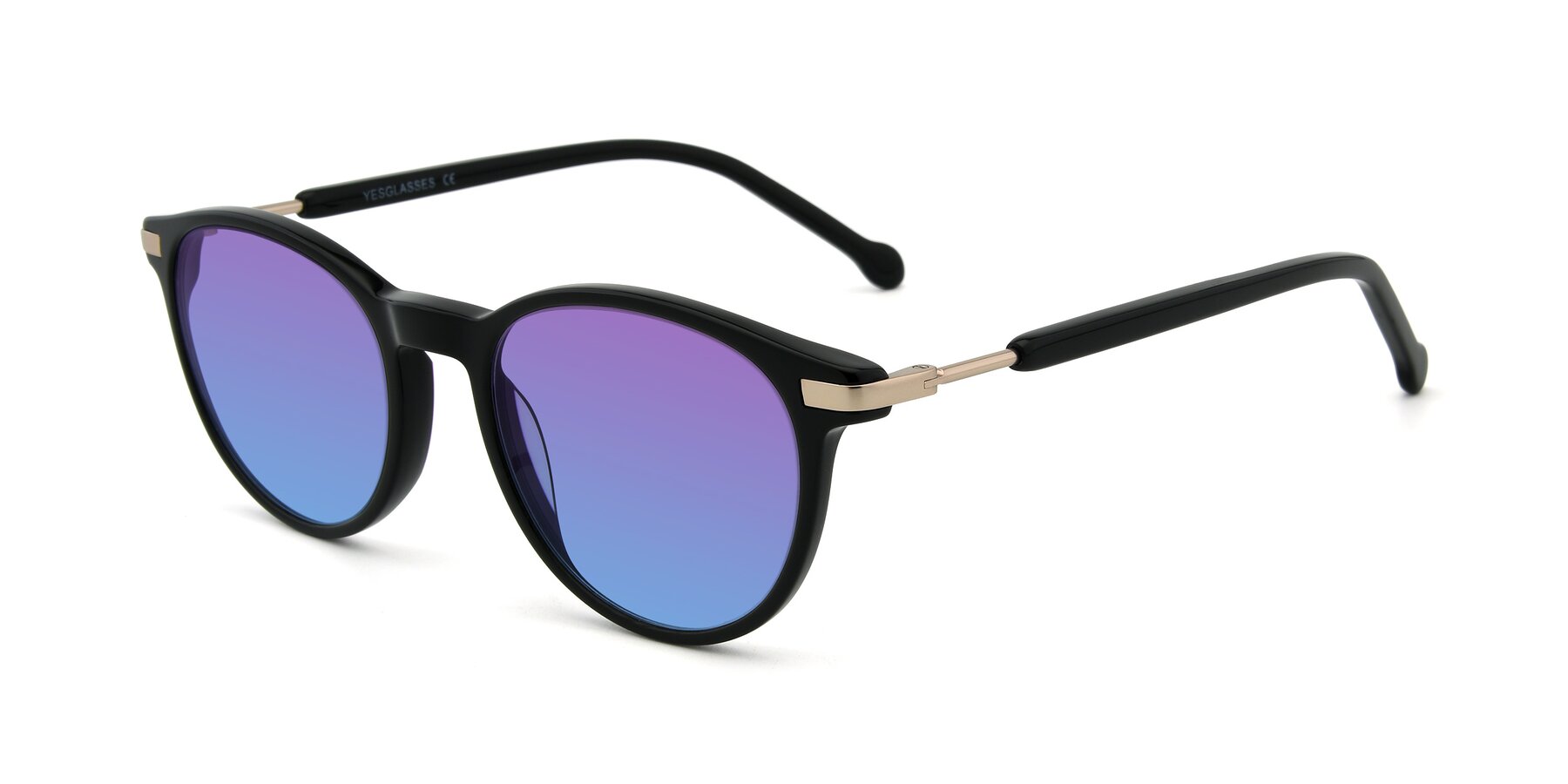 Angle of 17429 in Black with Purple / Blue Gradient Lenses