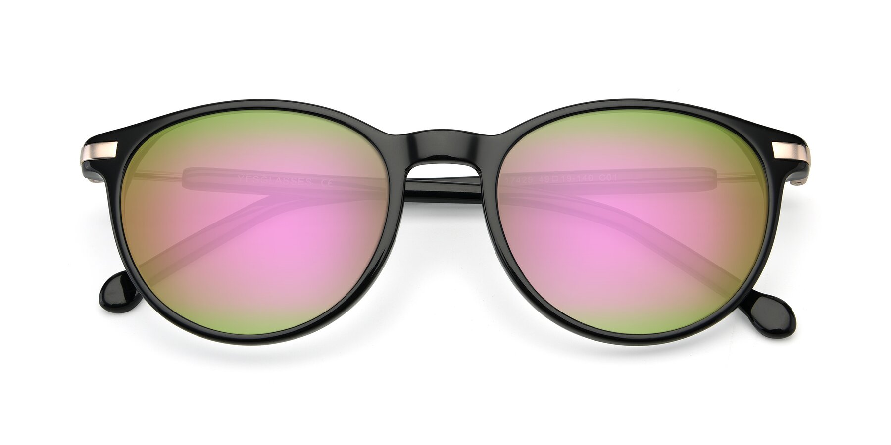 Folded Front of 17429 in Black with Pink Mirrored Lenses