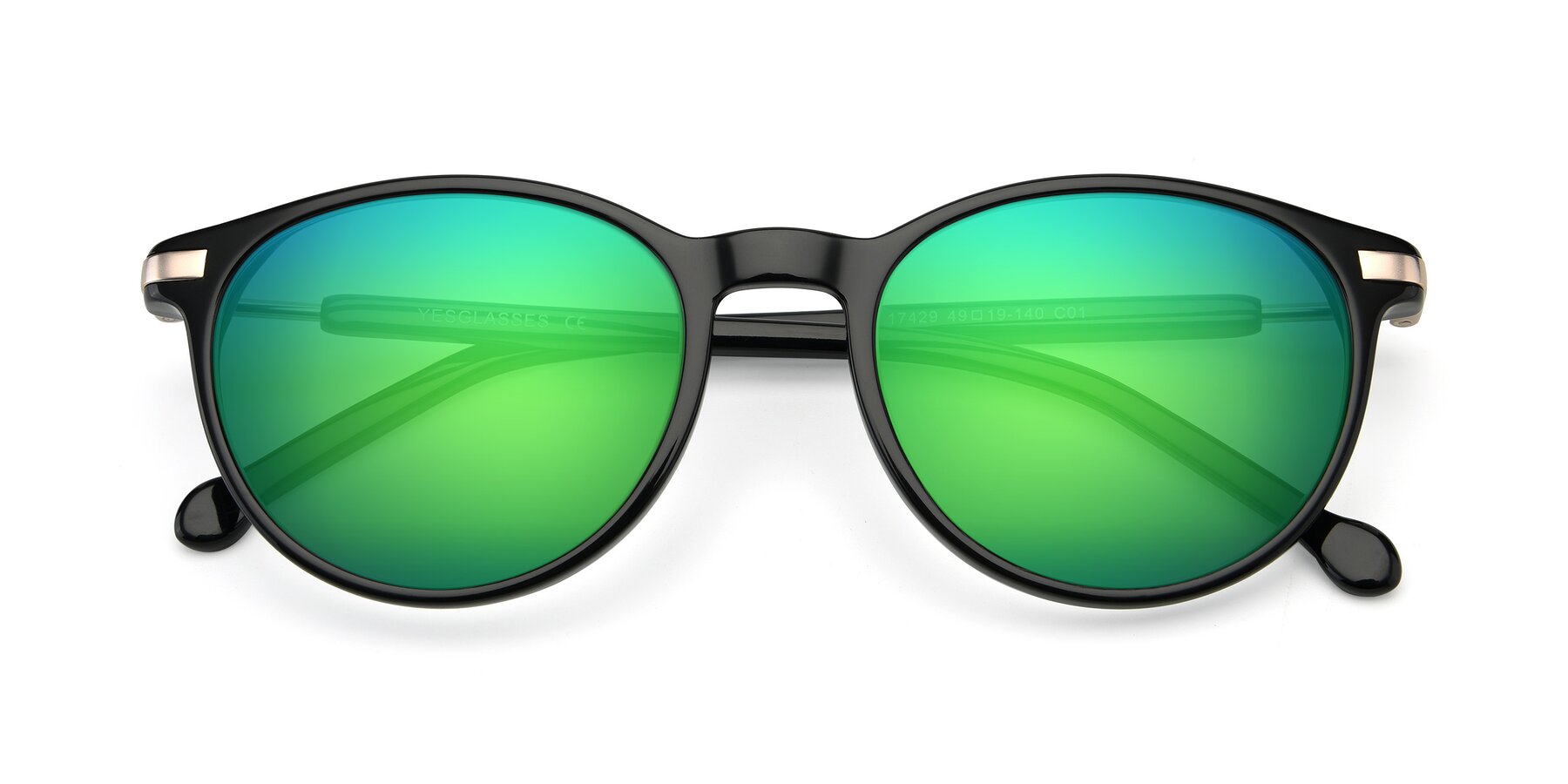 Folded Front of 17429 in Black with Green Mirrored Lenses