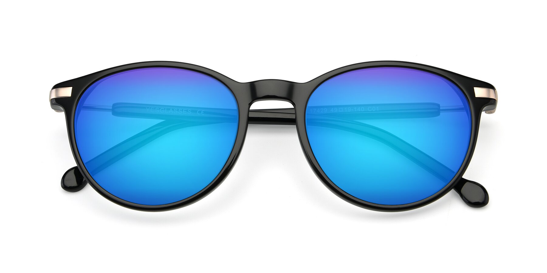Folded Front of 17429 in Black with Blue Mirrored Lenses