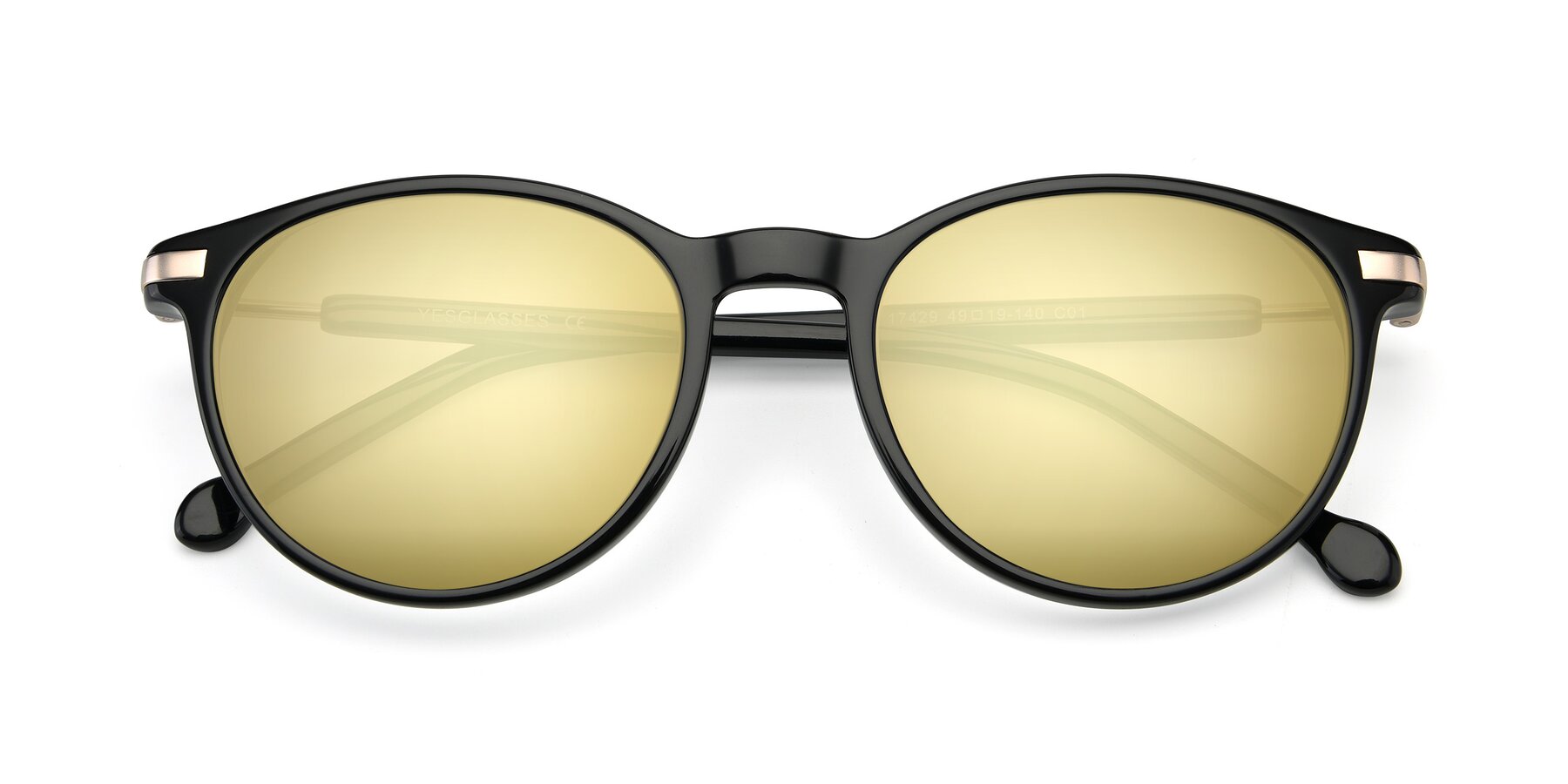 Folded Front of 17429 in Black with Gold Mirrored Lenses