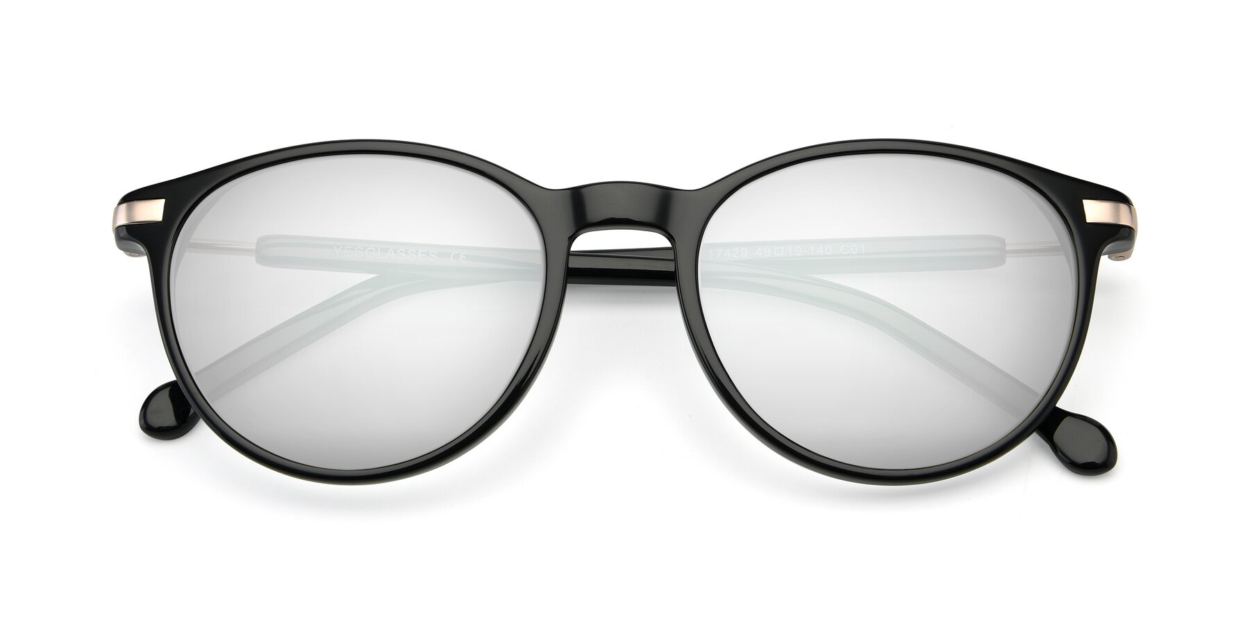 Folded Front of 17429 in Black with Silver Mirrored Lenses
