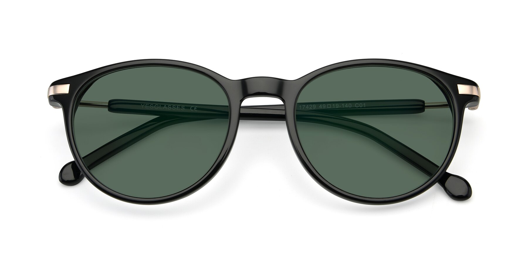 Folded Front of 17429 in Black with Green Polarized Lenses