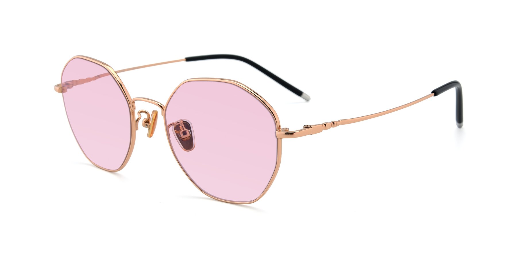 Angle of 90059 in Gold with Light Pink Tinted Lenses