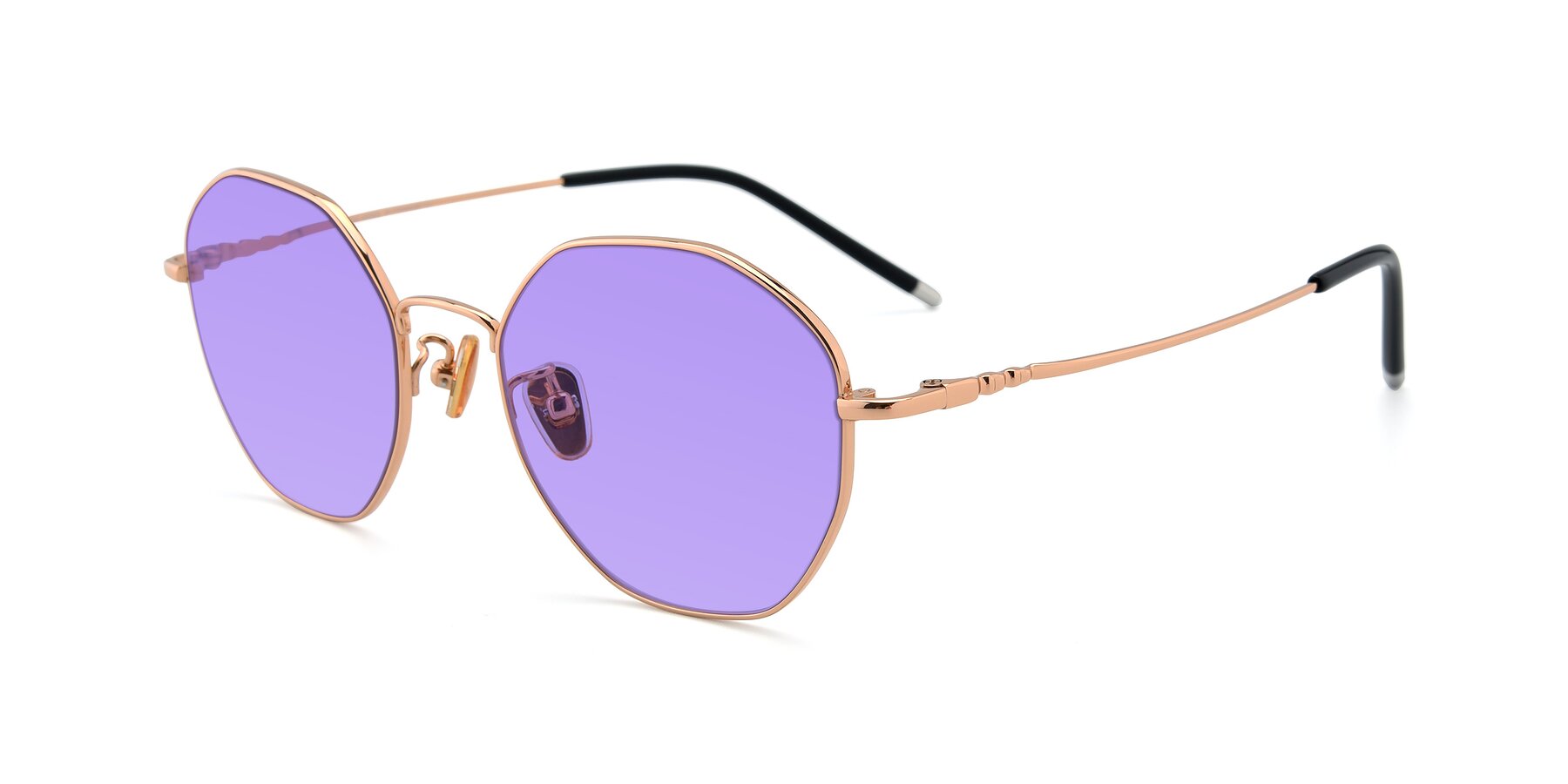 Angle of 90059 in Gold with Medium Purple Tinted Lenses