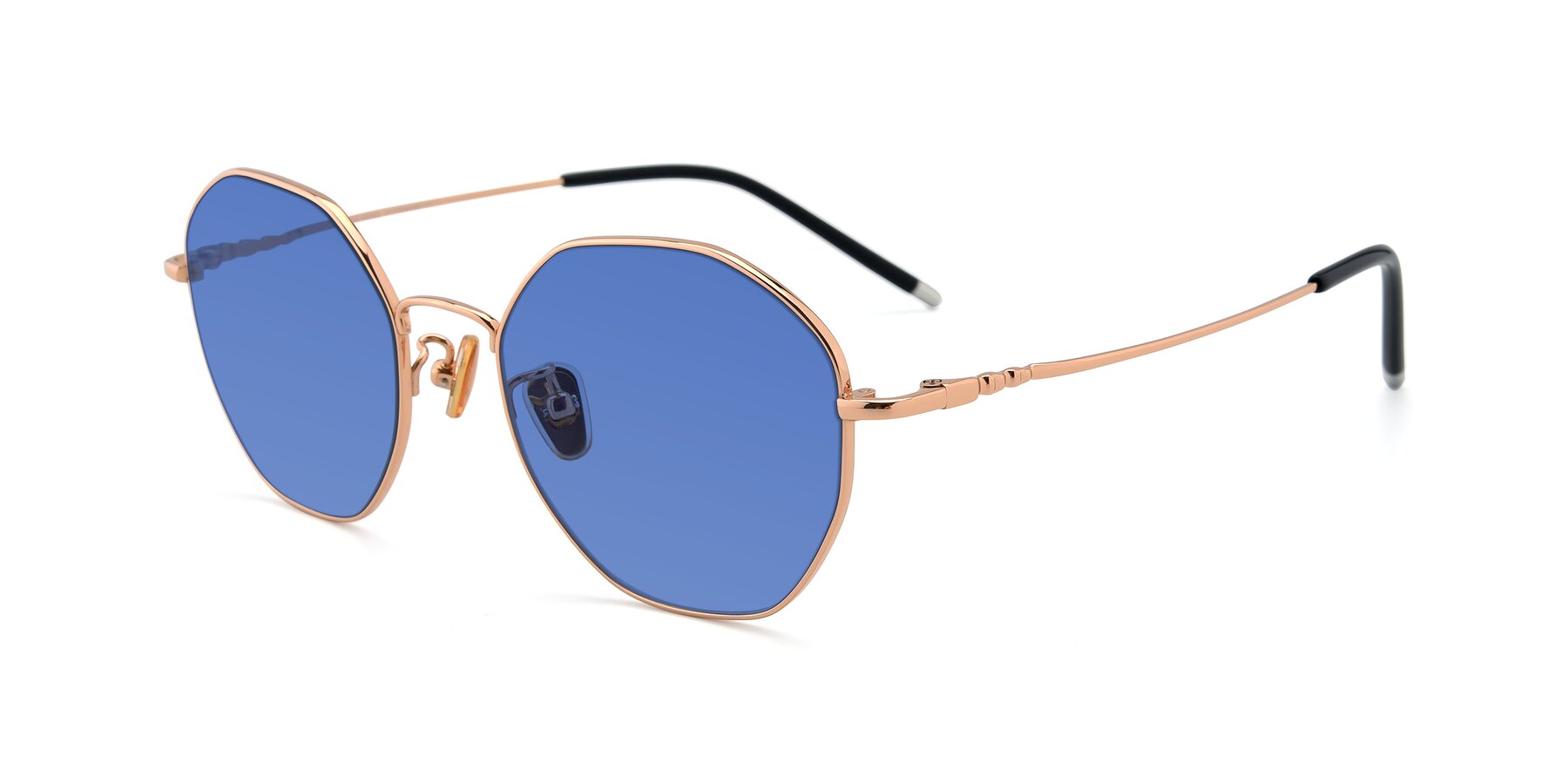 Angle of 90059 in Gold with Blue Tinted Lenses