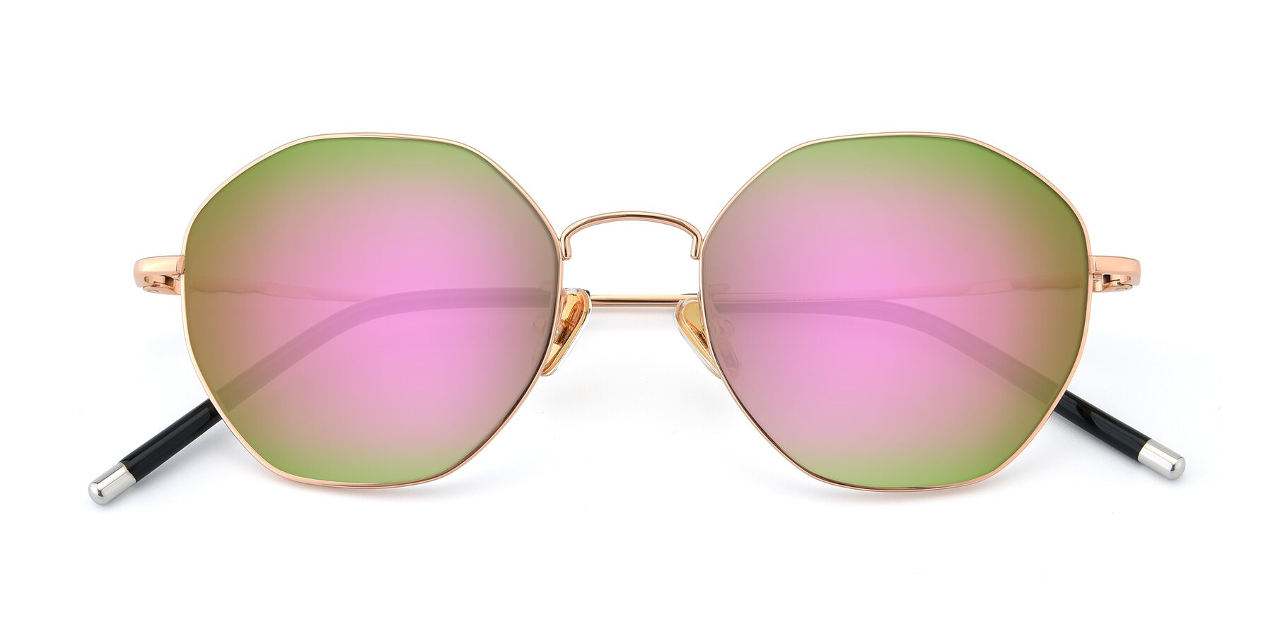 Folded Front of 90059 in Gold with Pink Mirrored Lenses