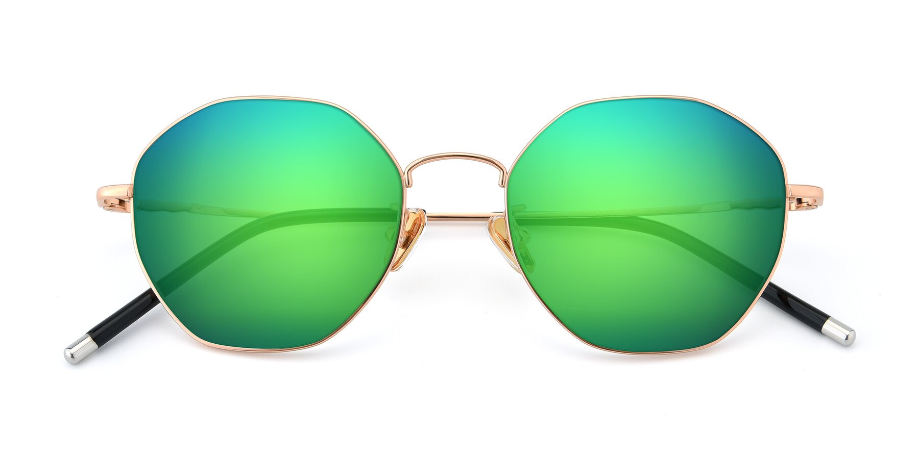 Folded Front of 90059 in Gold with Green Mirrored Lenses