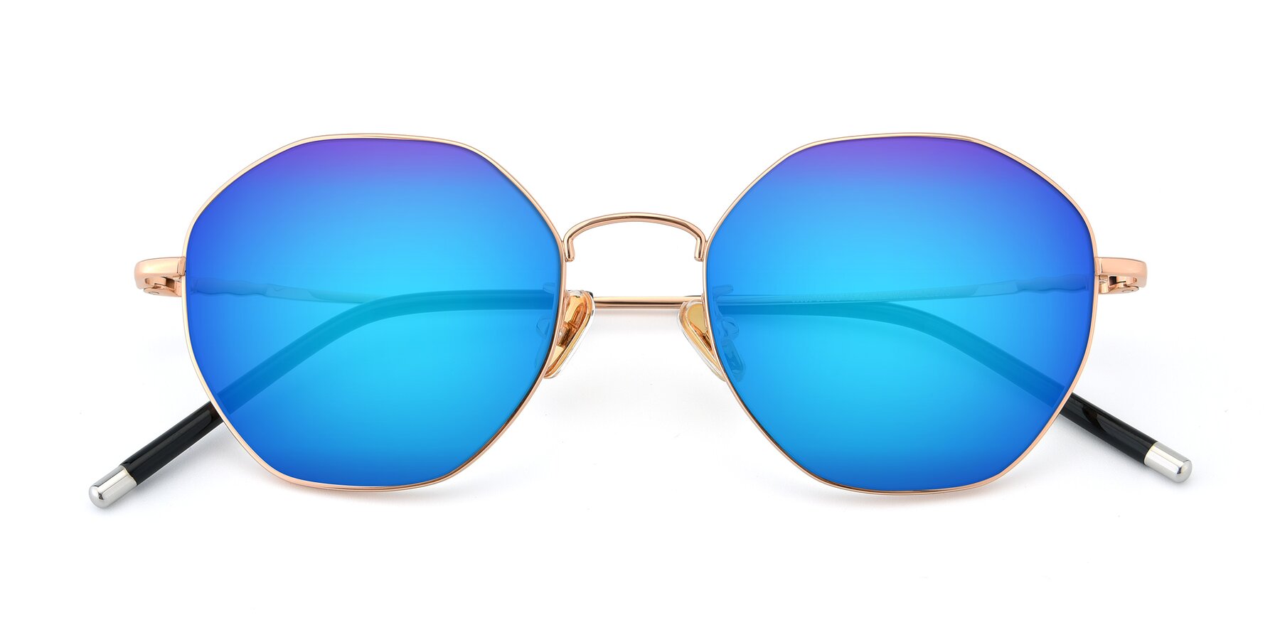 Folded Front of 90059 in Gold with Blue Mirrored Lenses