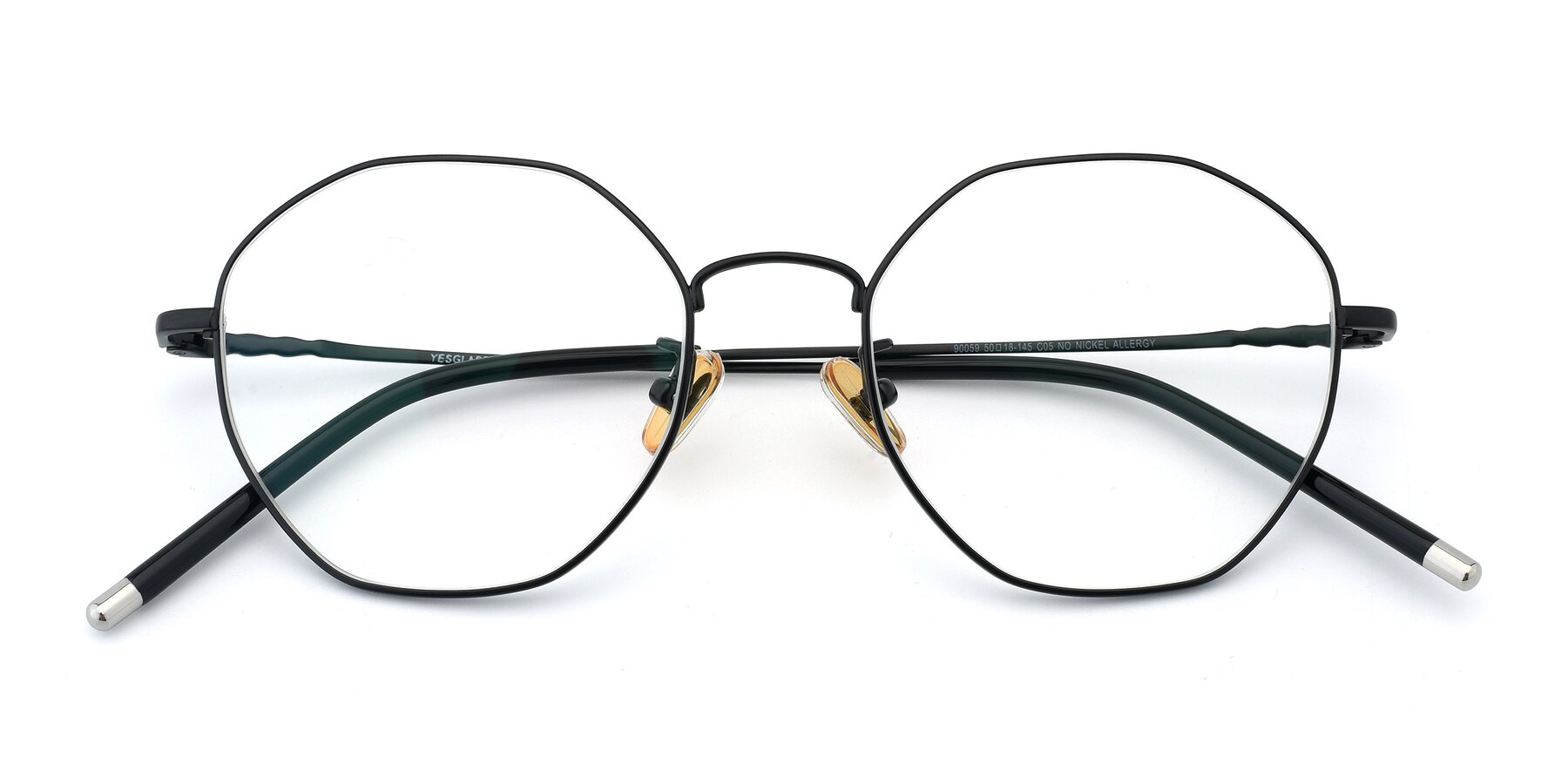 Folded Front of 90059 in Black with Clear Blue Light Blocking Lenses