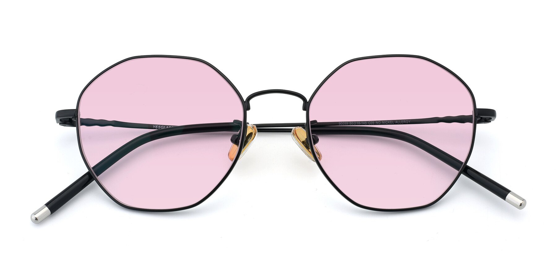 Folded Front of 90059 in Black with Light Pink Tinted Lenses
