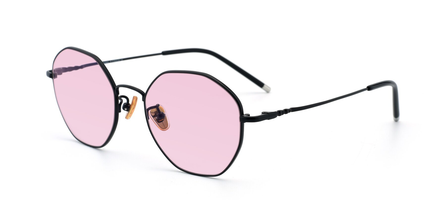 Angle of 90059 in Black with Light Pink Tinted Lenses