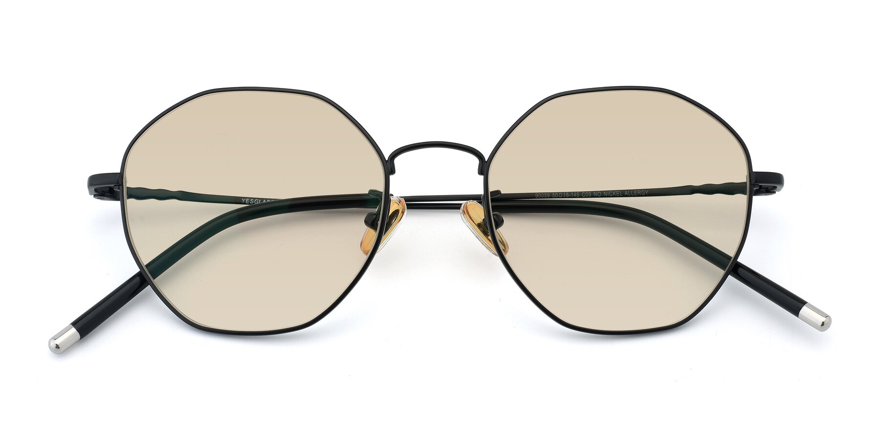 Folded Front of 90059 in Black with Light Brown Tinted Lenses