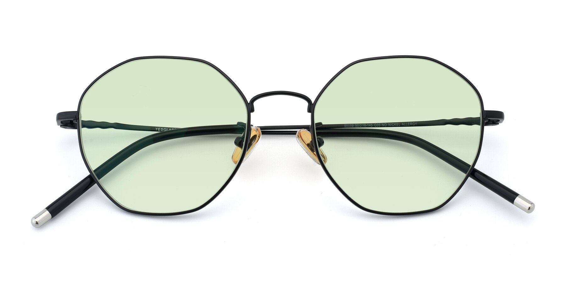 Folded Front of 90059 in Black with Light Green Tinted Lenses
