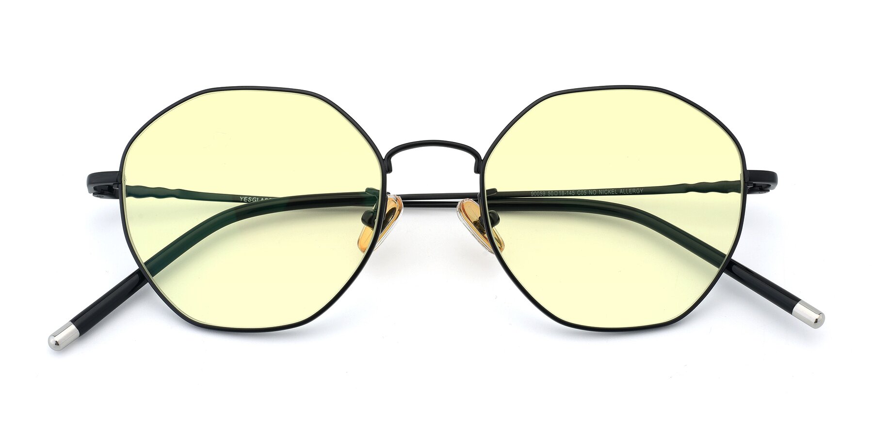 Folded Front of 90059 in Black with Light Yellow Tinted Lenses