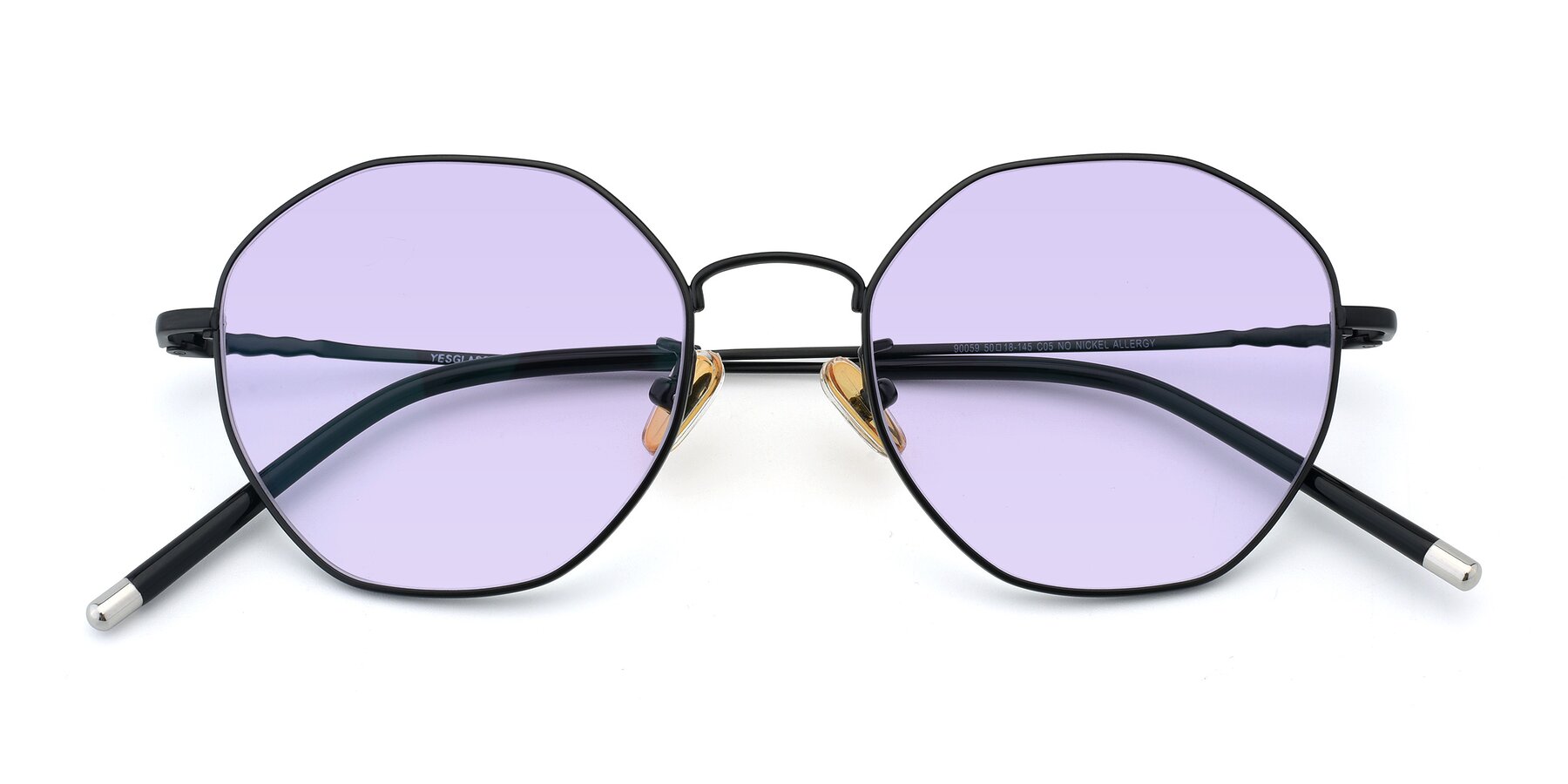 Folded Front of 90059 in Black with Light Purple Tinted Lenses