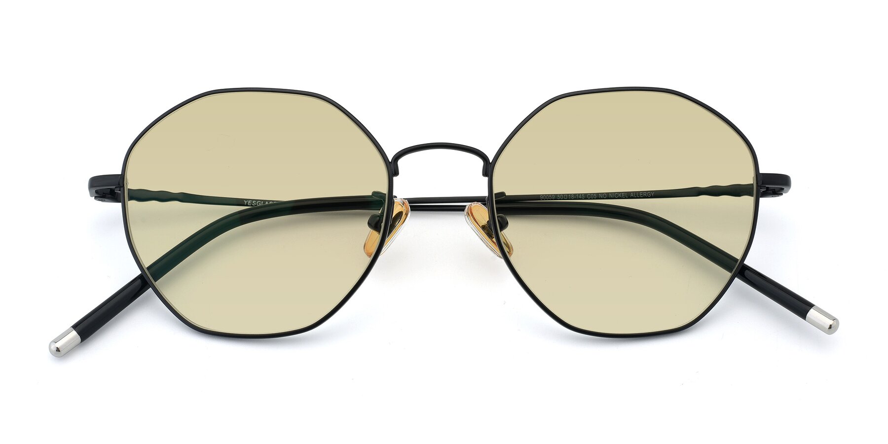 Folded Front of 90059 in Black with Light Champagne Tinted Lenses