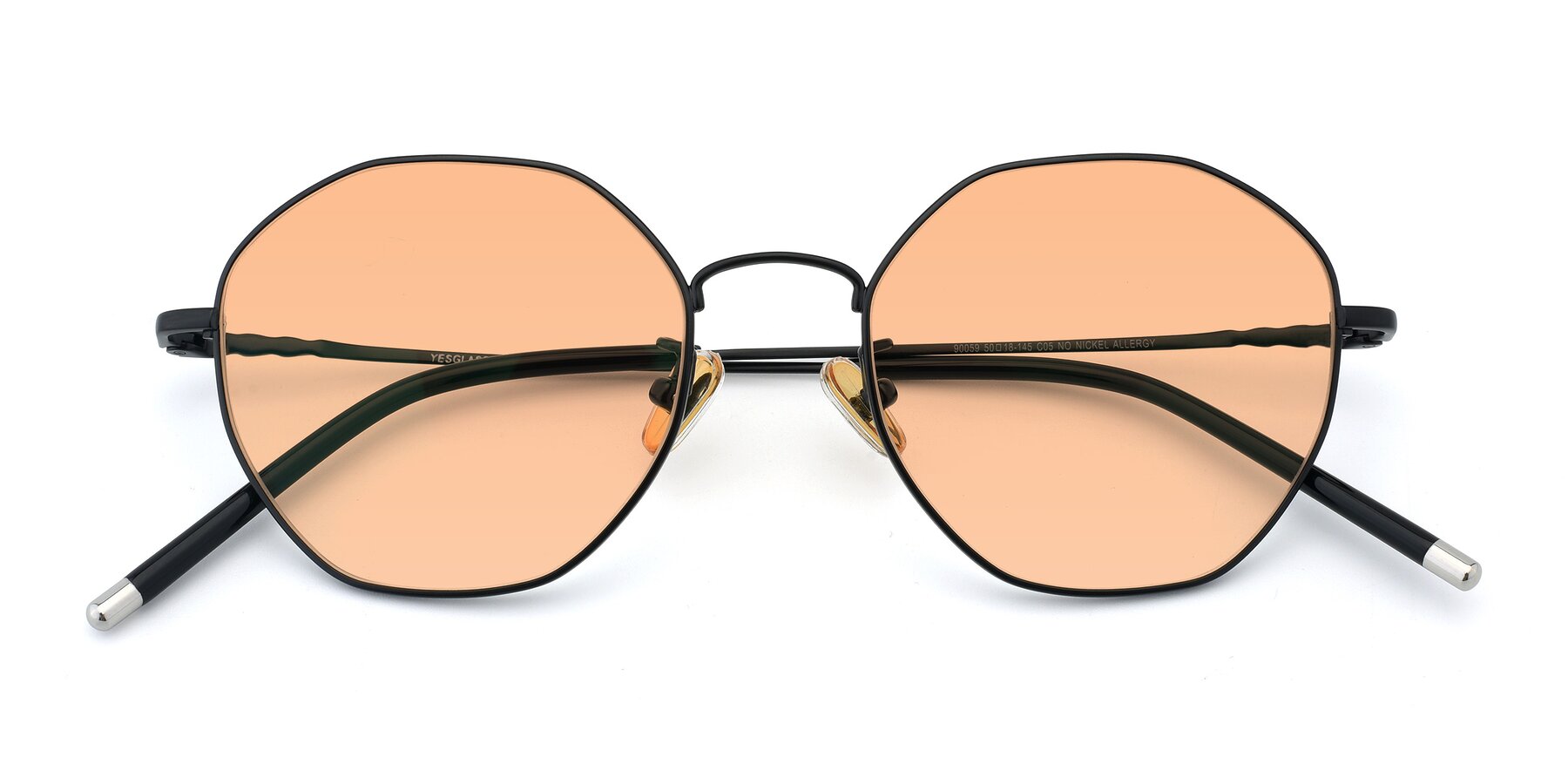 Folded Front of 90059 in Black with Light Orange Tinted Lenses