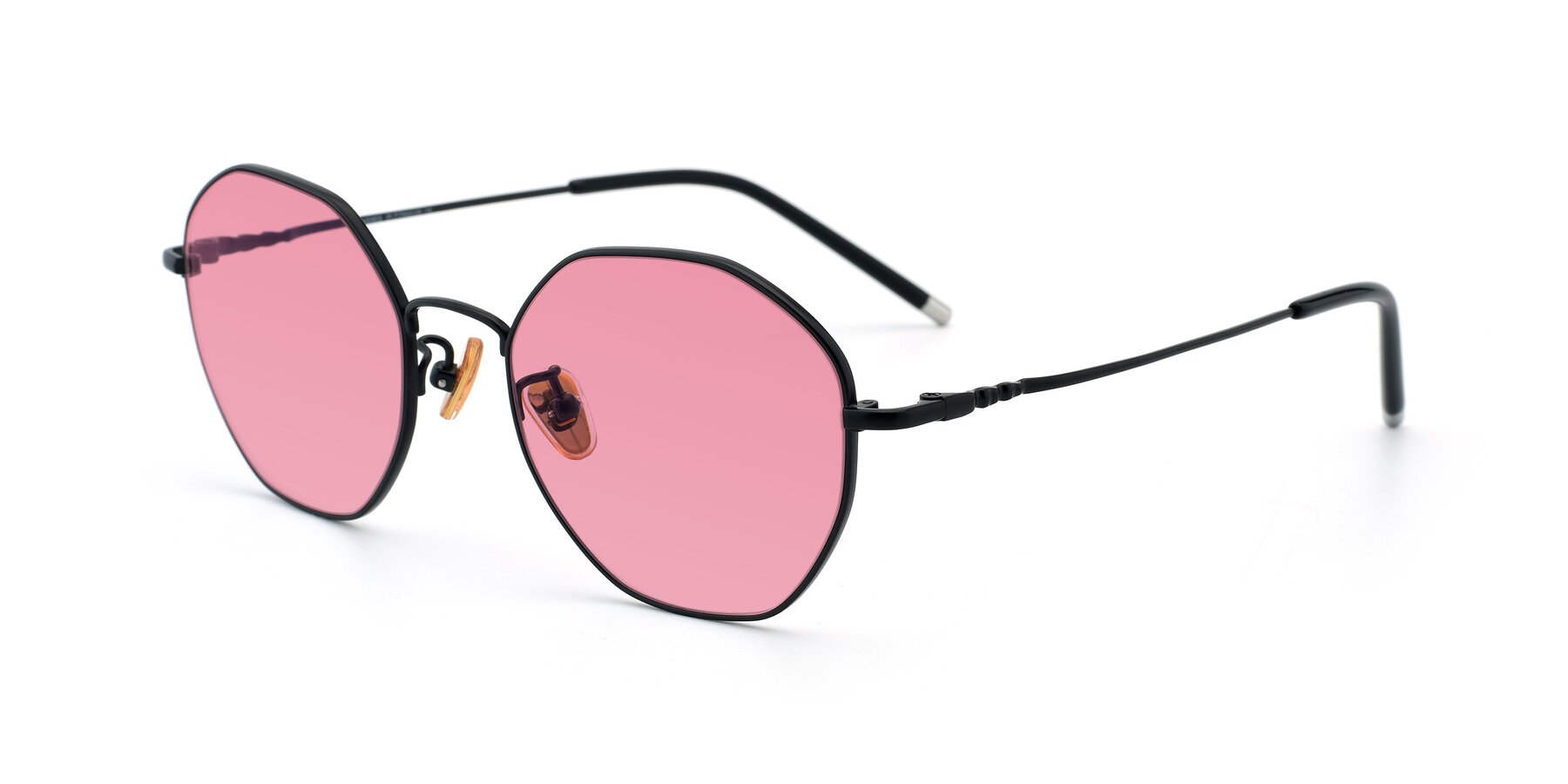 Angle of 90059 in Black with Medium Pink Tinted Lenses