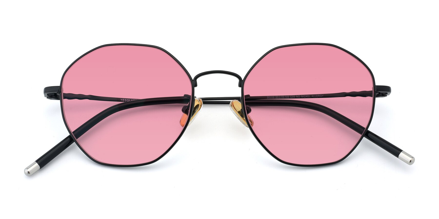 View of 90059 in Black with Medium Pink Tinted Lenses