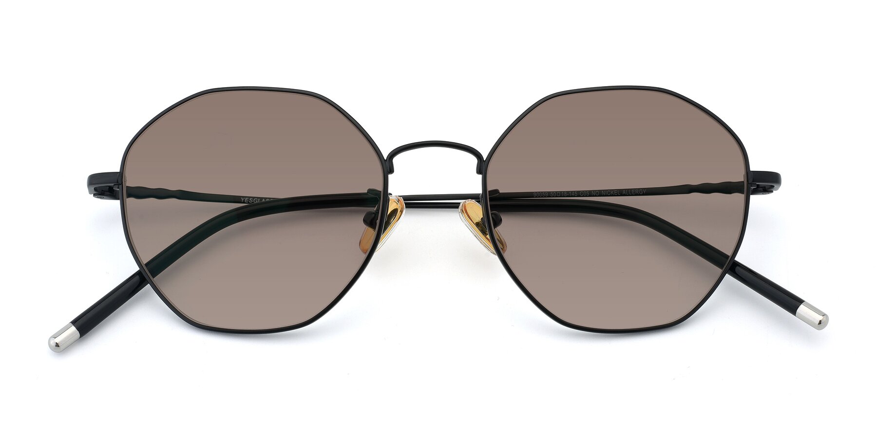 Folded Front of 90059 in Black with Medium Brown Tinted Lenses
