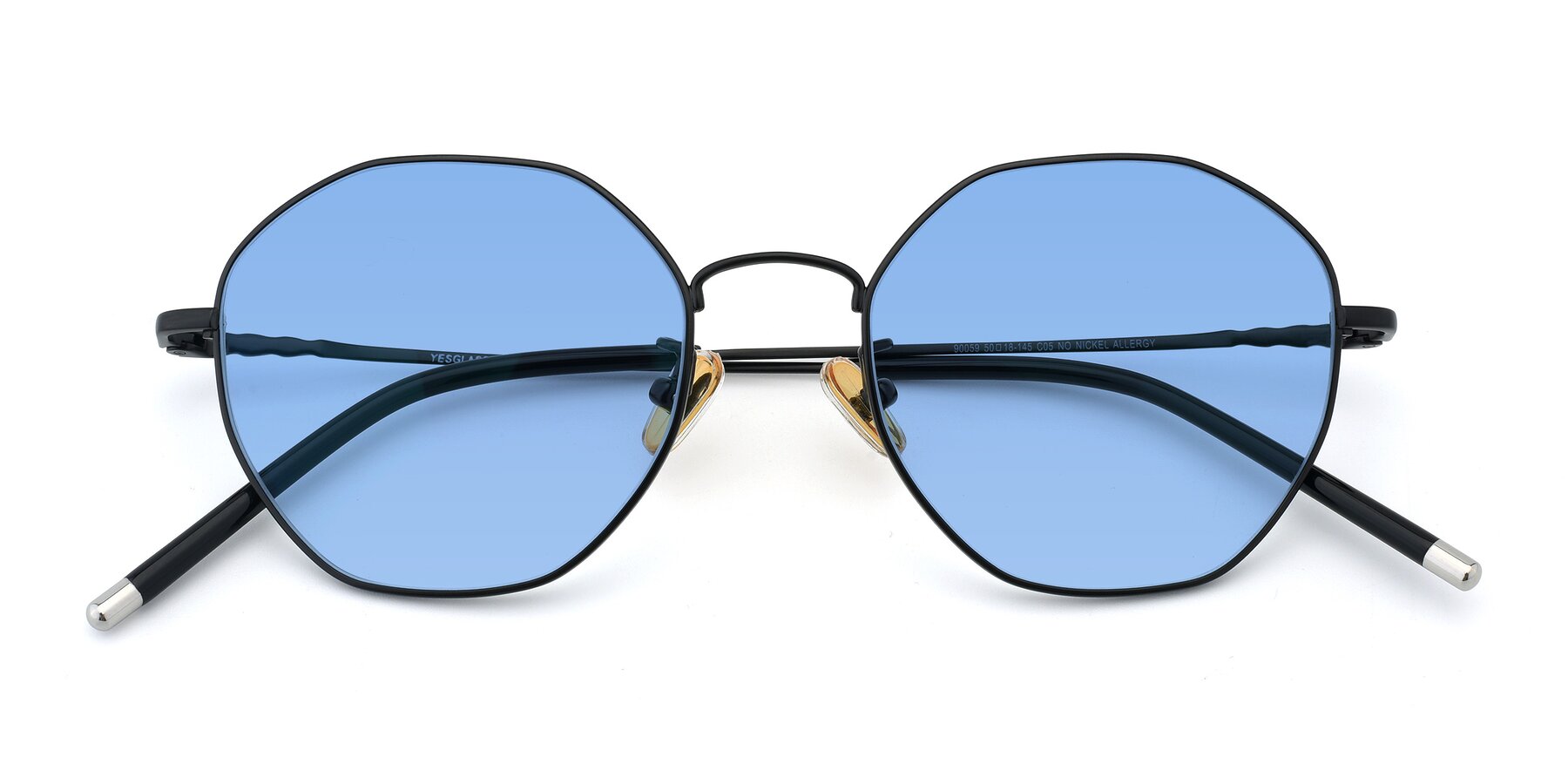 Folded Front of 90059 in Black with Medium Blue Tinted Lenses
