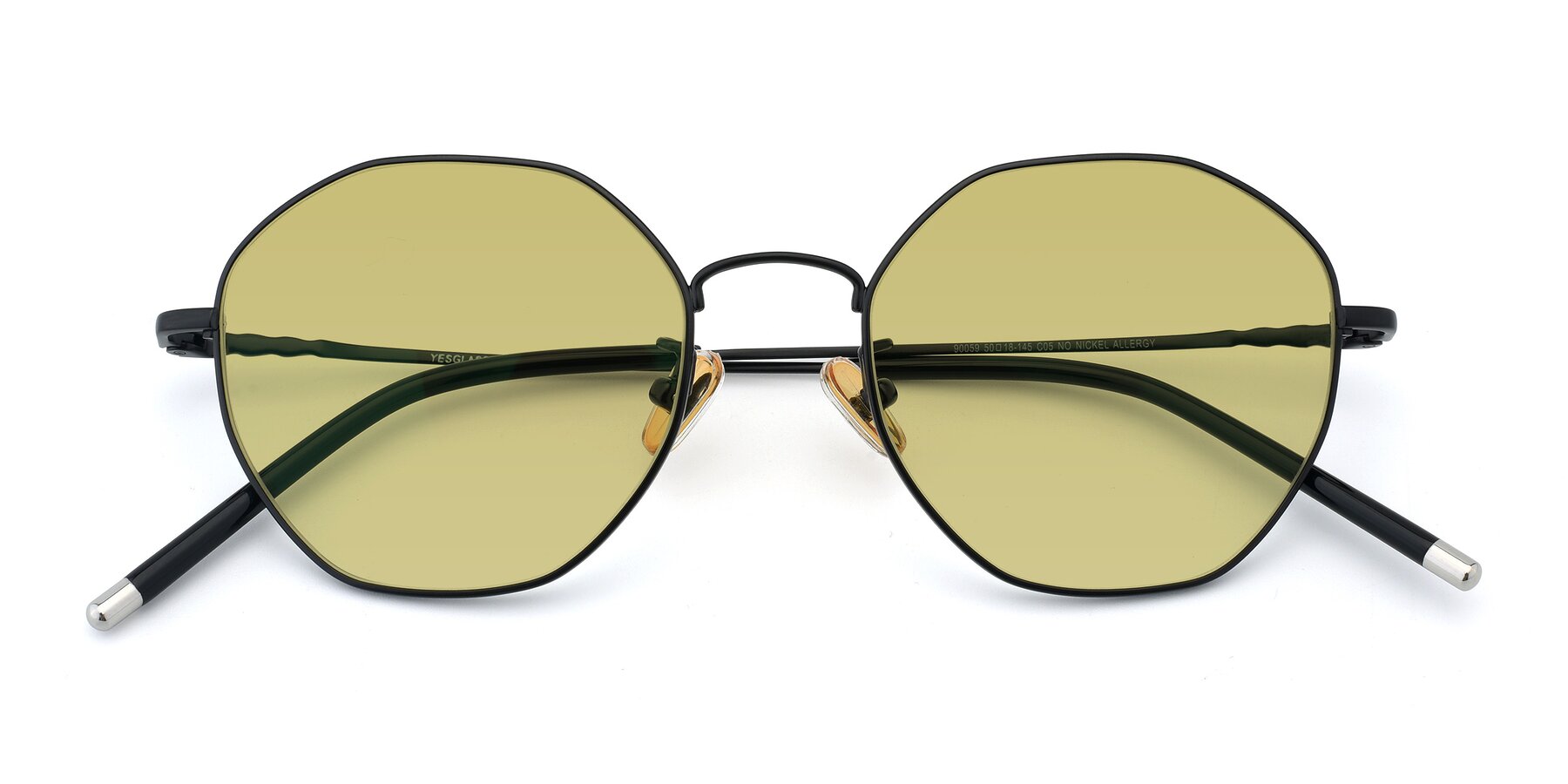 Folded Front of 90059 in Black with Medium Champagne Tinted Lenses