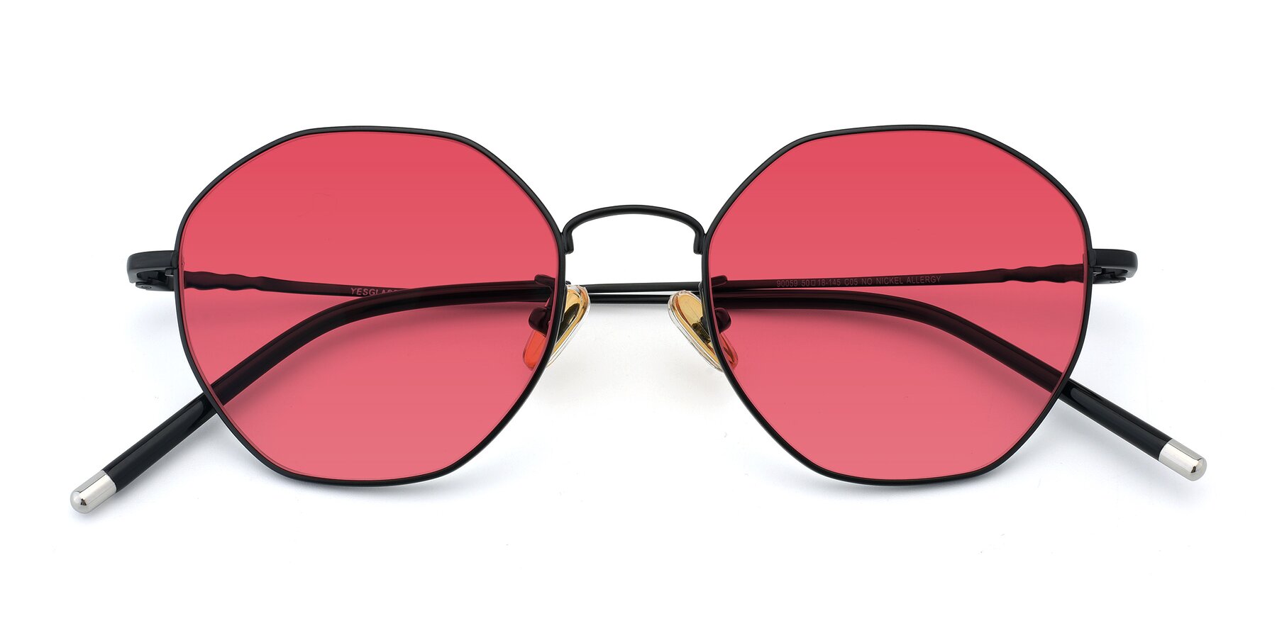 Folded Front of 90059 in Black with Pink Tinted Lenses