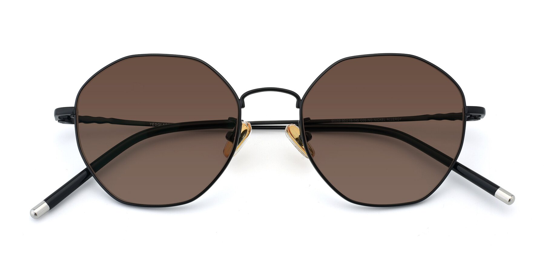 Folded Front of 90059 in Black with Brown Tinted Lenses