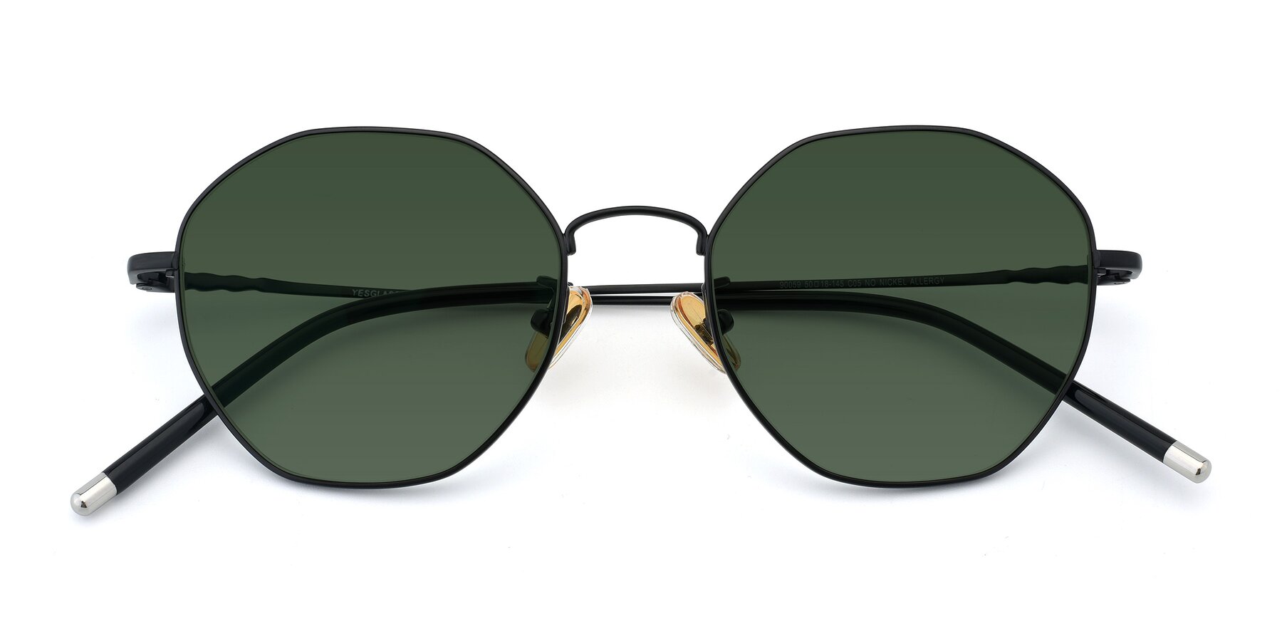 Folded Front of 90059 in Black with Green Tinted Lenses