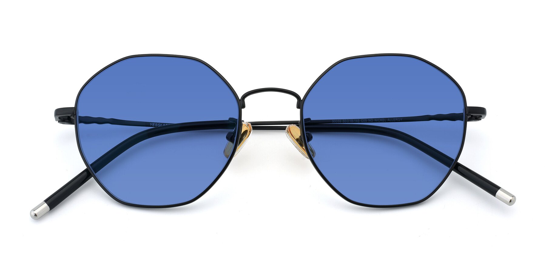 Folded Front of 90059 in Black with Blue Tinted Lenses