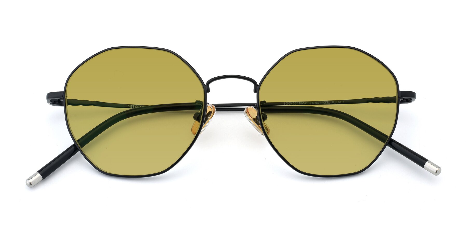 Folded Front of 90059 in Black with Champagne Tinted Lenses