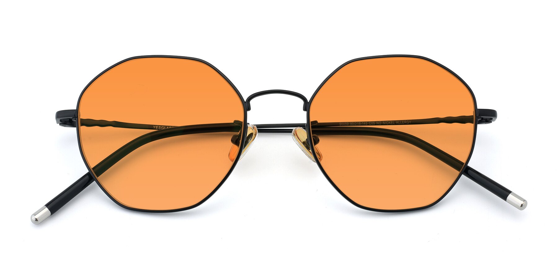 Folded Front of 90059 in Black with Orange Tinted Lenses