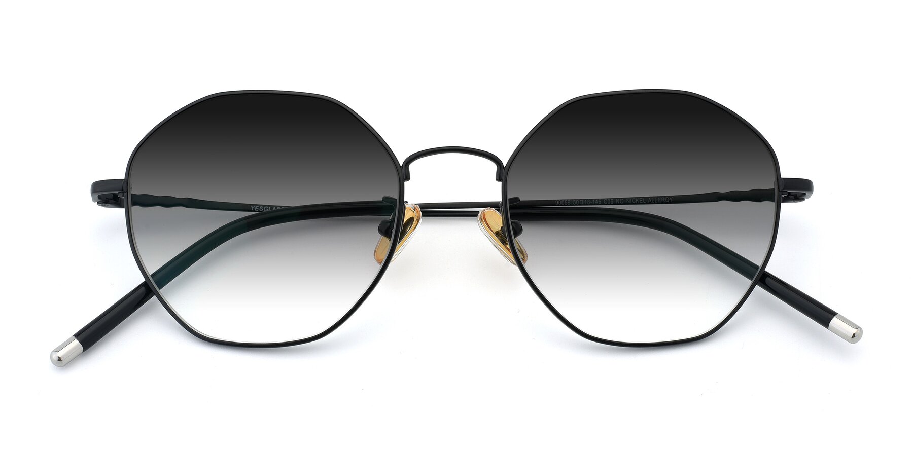 Folded Front of 90059 in Black with Gray Gradient Lenses