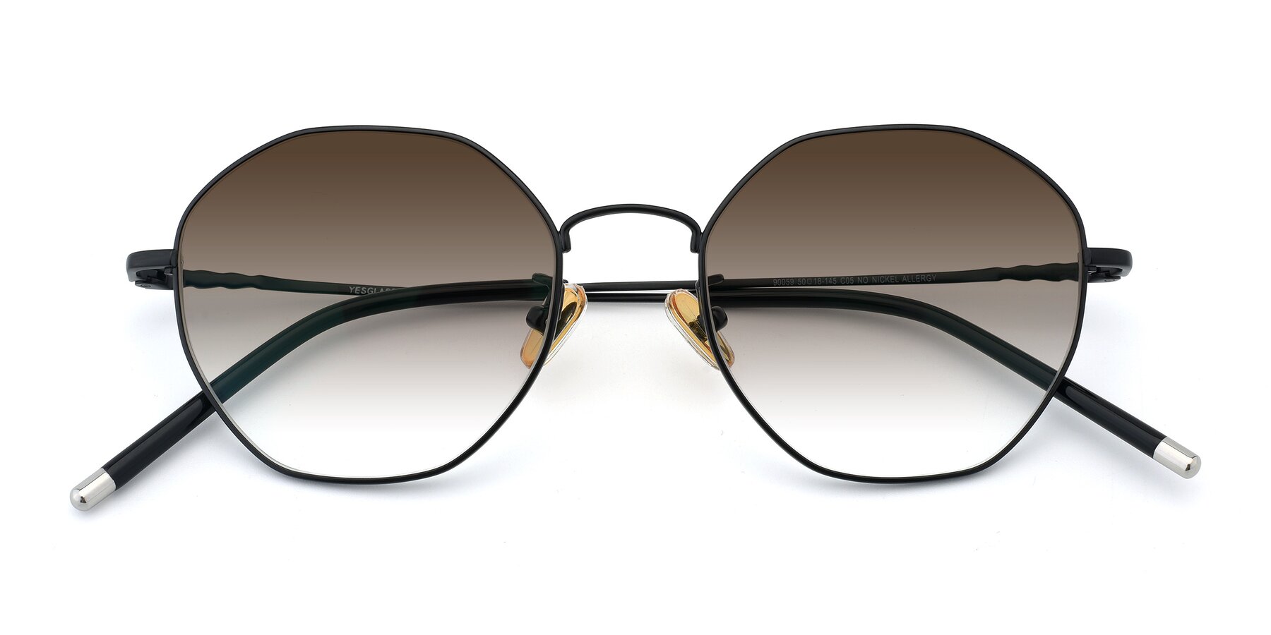 Folded Front of 90059 in Black with Brown Gradient Lenses