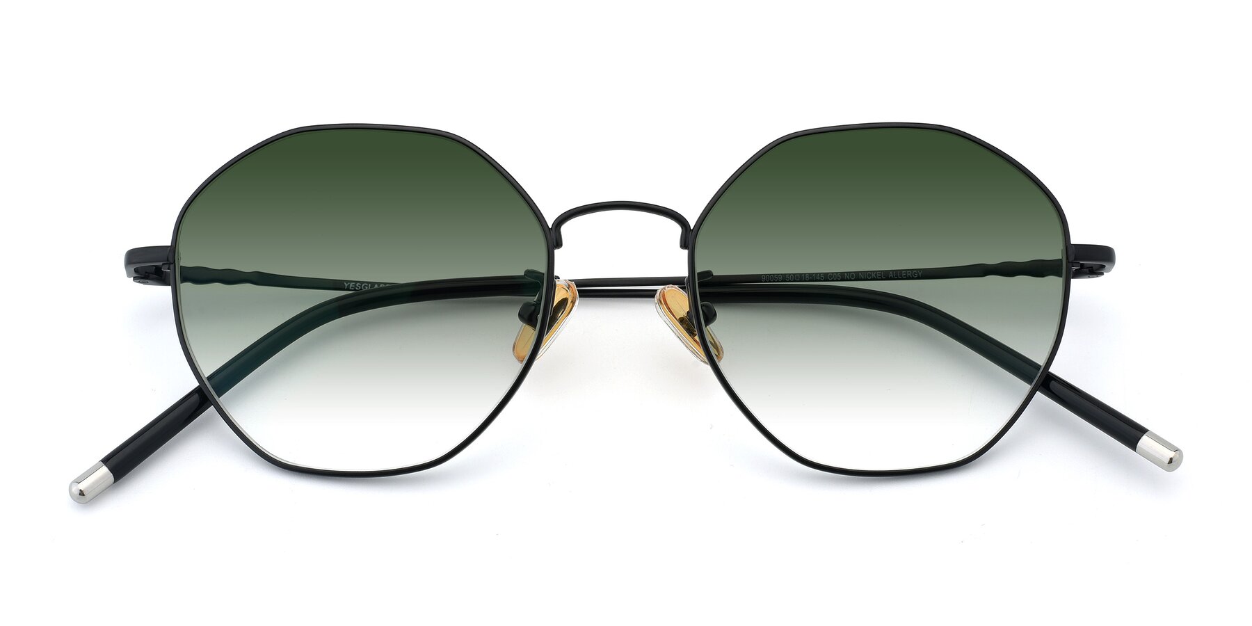 Folded Front of 90059 in Black with Green Gradient Lenses