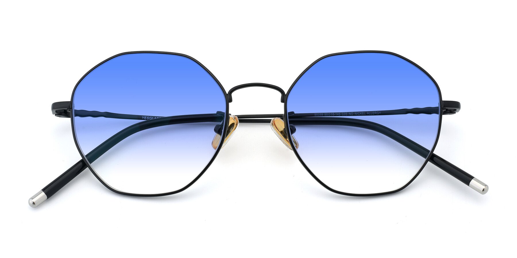 Folded Front of 90059 in Black with Blue Gradient Lenses