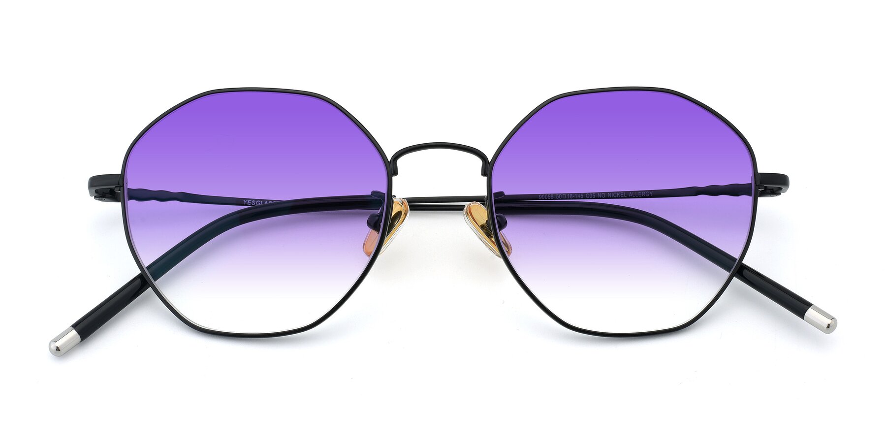 Folded Front of 90059 in Black with Purple Gradient Lenses
