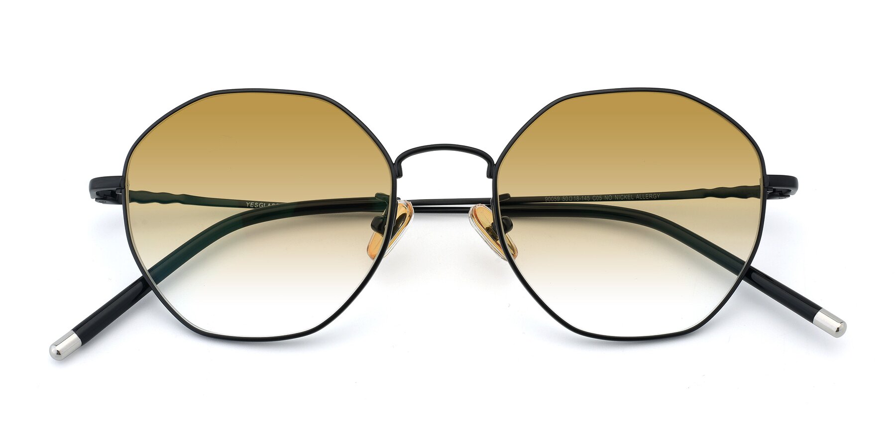 Folded Front of 90059 in Black with Champagne Gradient Lenses
